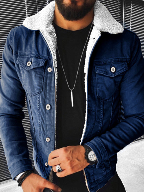 Plush Style Thickened Denim Men's Outer Jacket - Serenity Land fashion