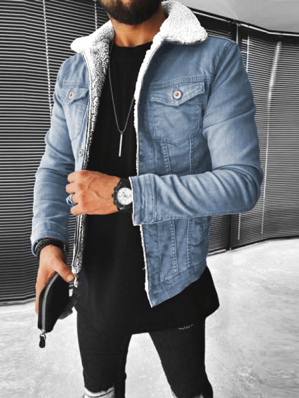 Plush Style Thickened Denim Men's Outer Jacket - Serenity Land fashion