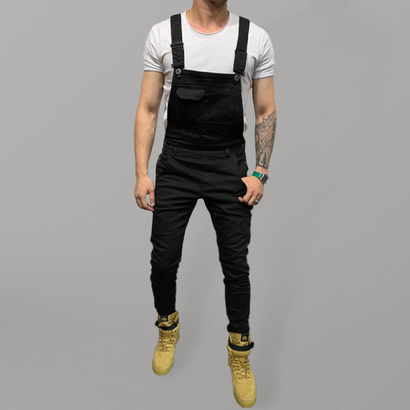 Garment Dyed Denim Carpenter Overalls - Serenity Land fashion
