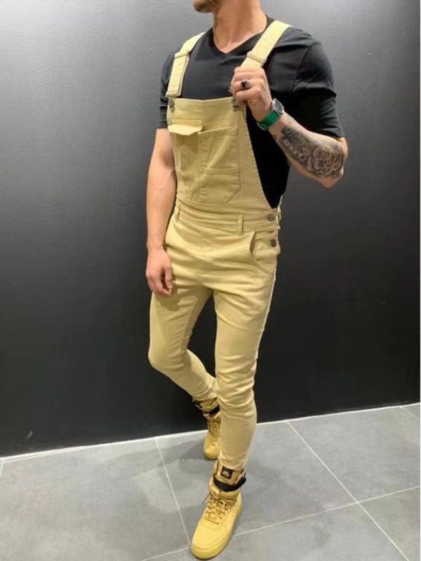 Garment Dyed Denim Carpenter Overalls - Serenity Land fashion
