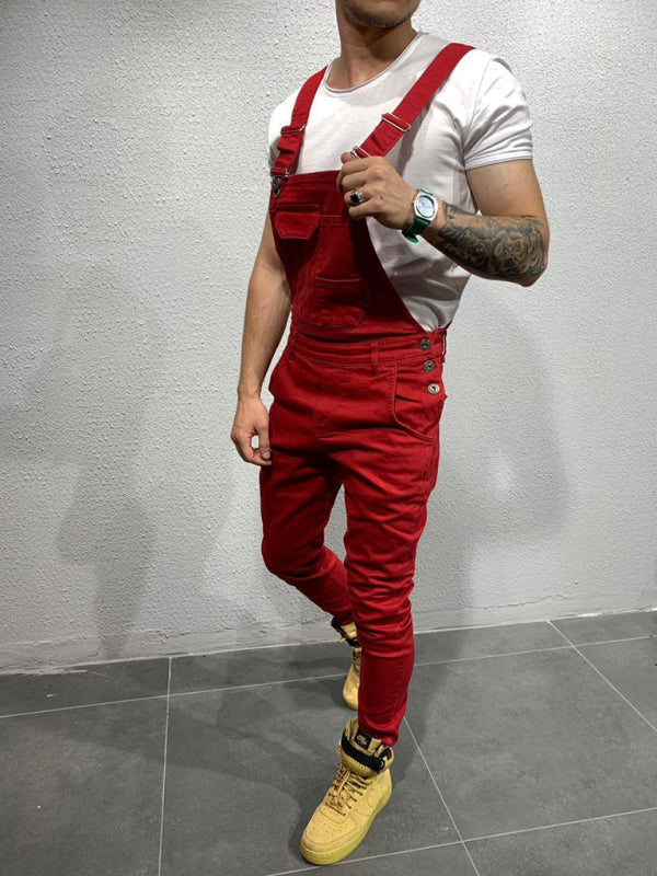 Garment Dyed Denim Carpenter Overalls - Serenity Land fashion