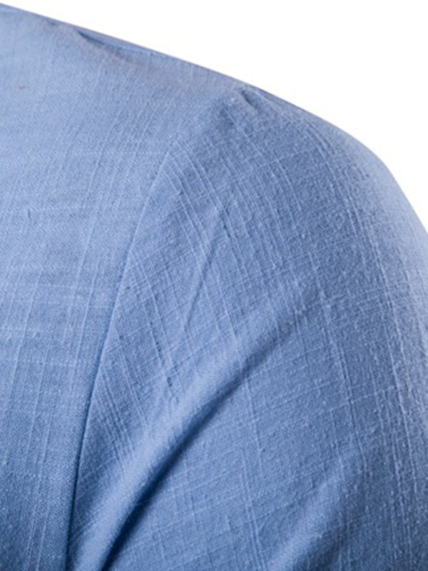 Solid Color Notched Collar Long Sleeve T Shirt - Serenity Land fashion