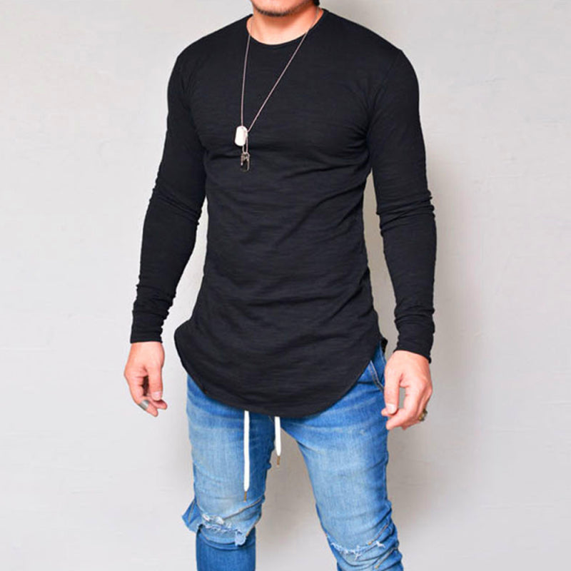 Solid Color Long Sleeve T-shirt - Serenity Land fashion