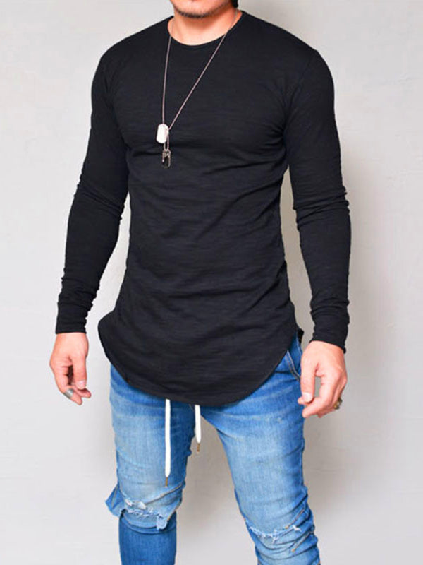 Solid Color Long Sleeve T-shirt - Serenity Land fashion
