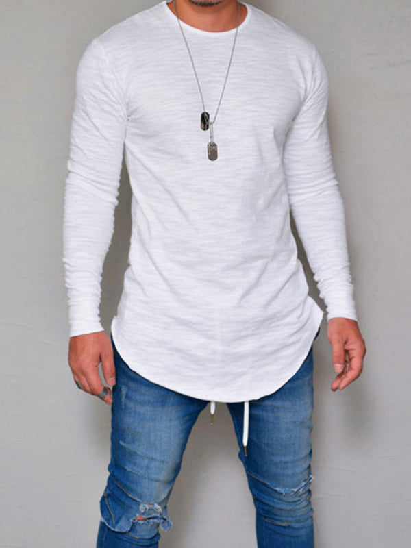 Solid Color Long Sleeve T-shirt - Serenity Land fashion