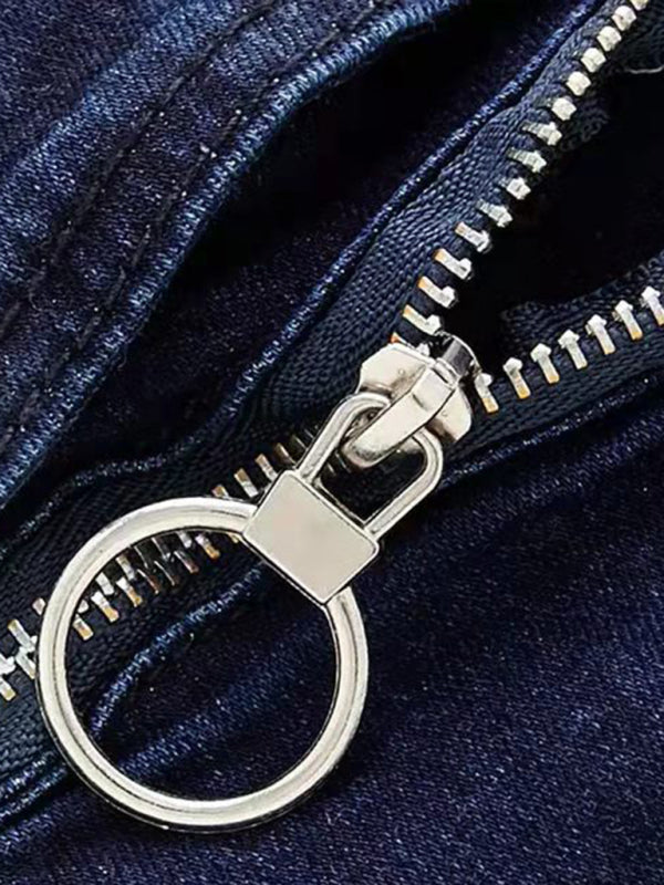 Skinny Fit Cargo Snap Stretch Jeans - Serenity Land fashion