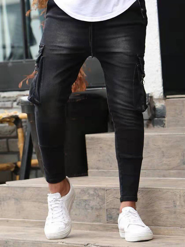 Skinny Fit Cargo Snap Stretch Jeans - Serenity Land fashion