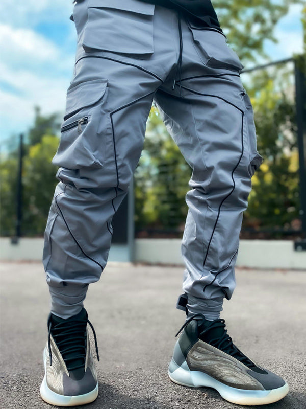 Multi-pocket Line Design Cargo Pants - Serenity Land fashion