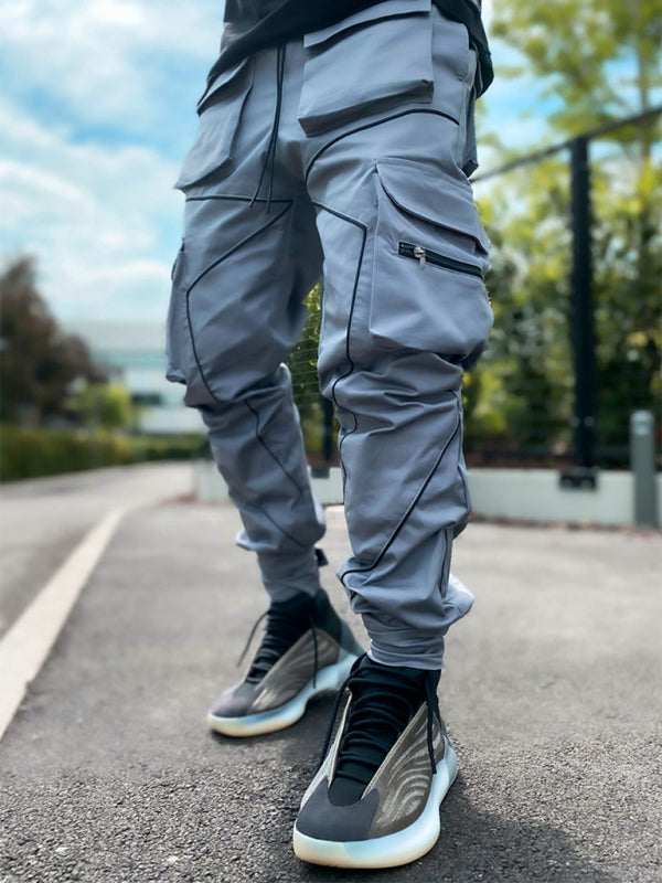 Multi-pocket Line Design Cargo Pants - Serenity Land fashion