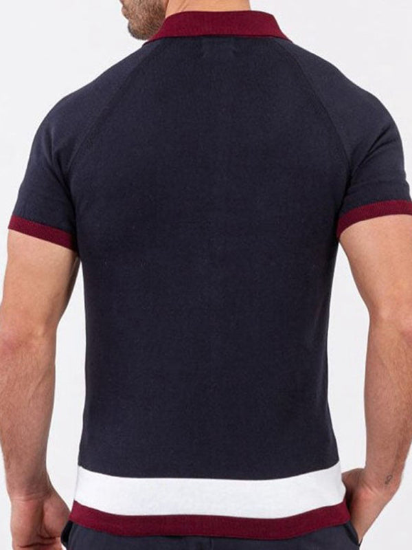 Men's single Breasted Paneled Short Sleeve Shirt - Serenity Land fashion