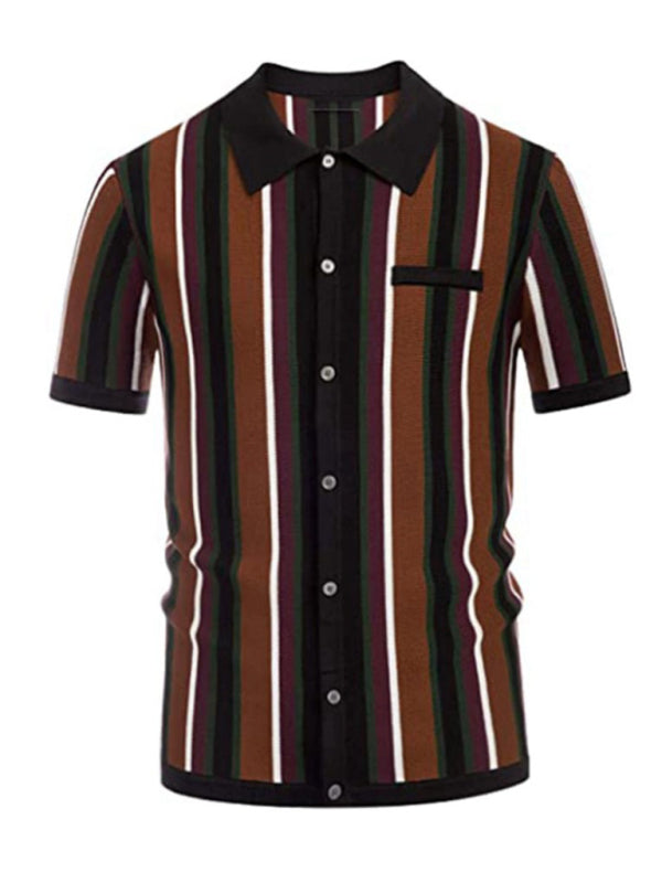 Stripe Short Sleeve Shirt - Serenity Land fashion