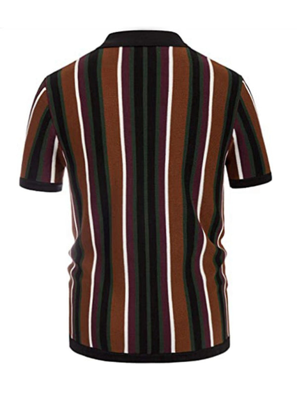 Stripe Short Sleeve Shirt - Serenity Land fashion