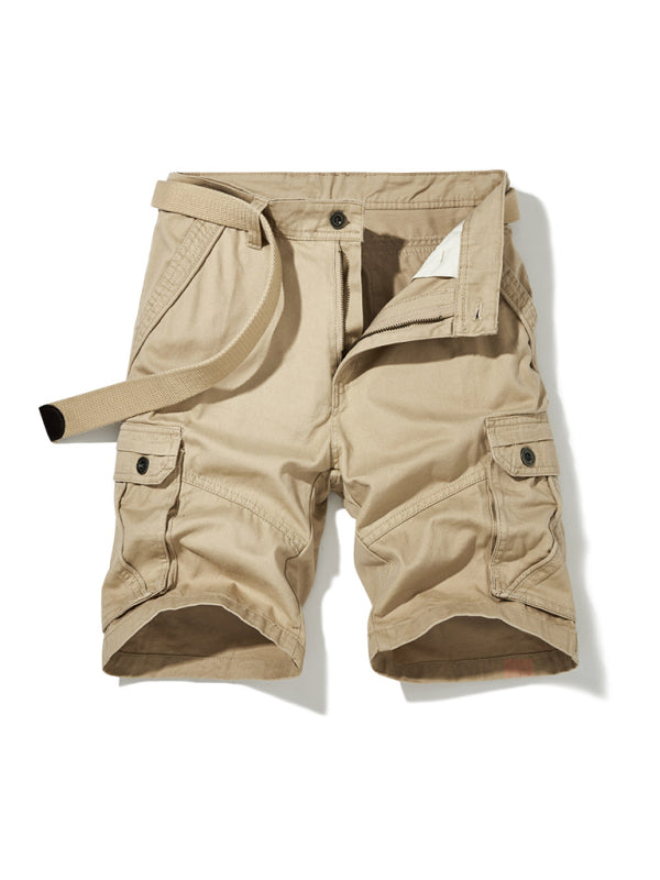 Men's Belted Double Pocket Cargo Shorts - Serenity Land fashion