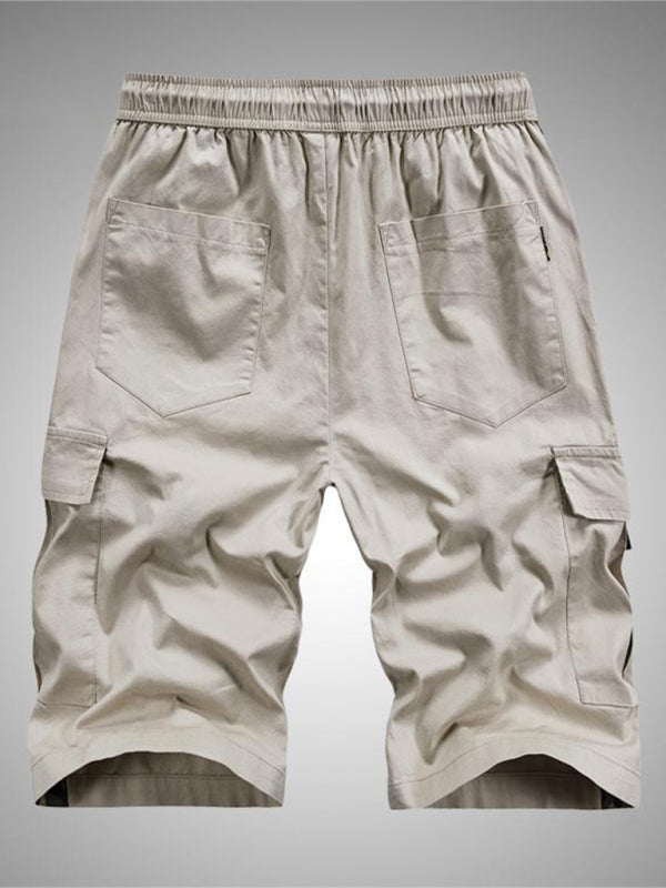 Men's Elastic Waist Drawstring Cargo Shorts