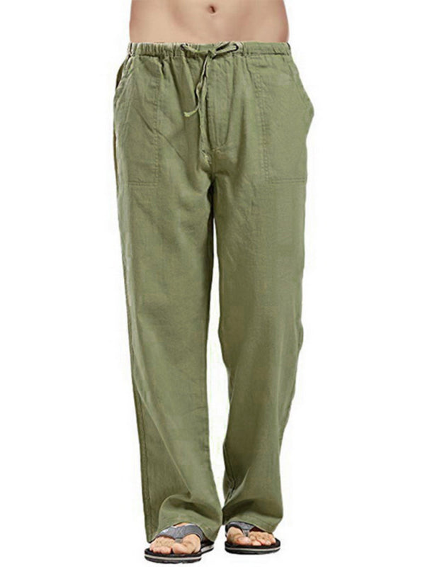 Men's Solid Color Linen Blend Drawstring Pants