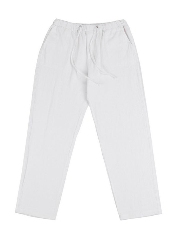 Men's Solid Color Linen Blend Drawstring Pants