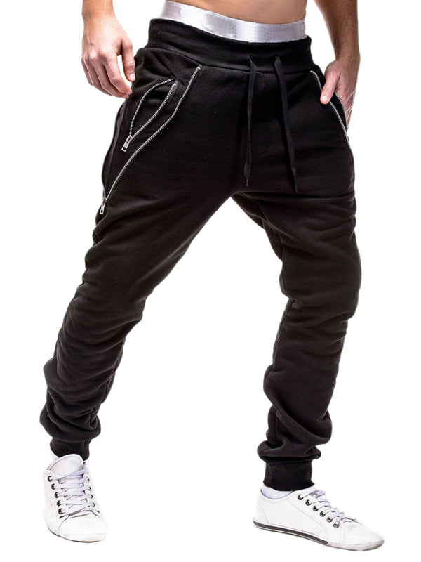 Solid Color Zip Cuff Joggers - Serenity Land fashion