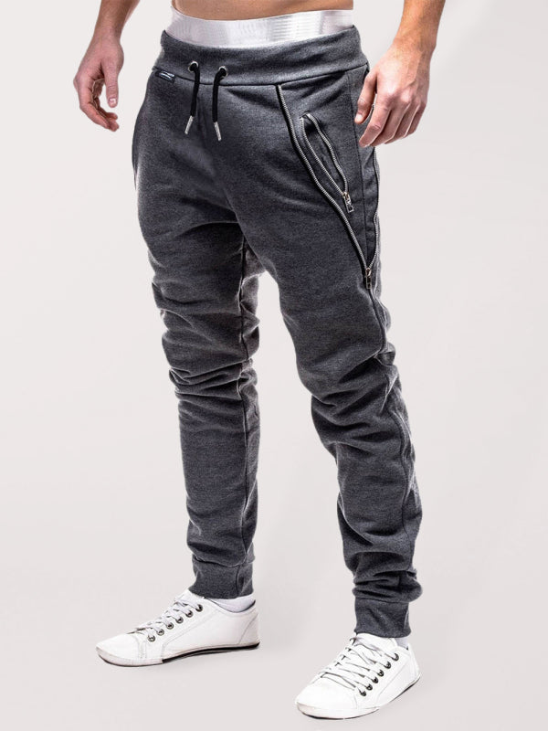 Solid Color Zip Cuff Joggers - Serenity Land fashion