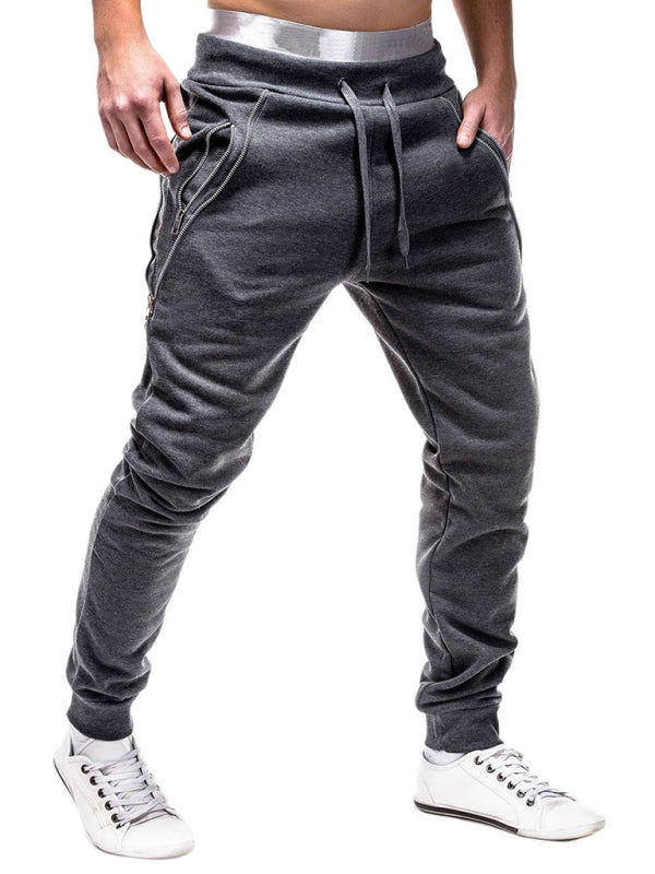 Solid Color Zip Cuff Joggers - Serenity Land fashion