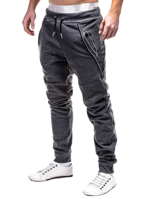 Solid Color Zip Cuff Joggers - Serenity Land fashion