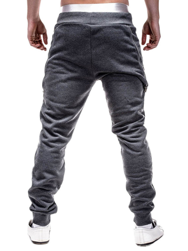 Solid Color Zip Cuff Joggers - Serenity Land fashion