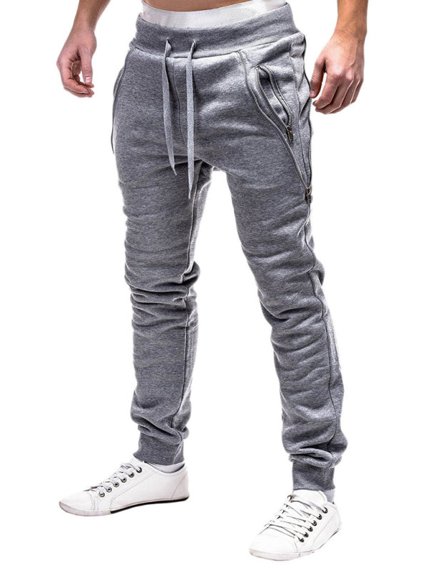 Solid Color Zip Cuff Joggers - Serenity Land fashion
