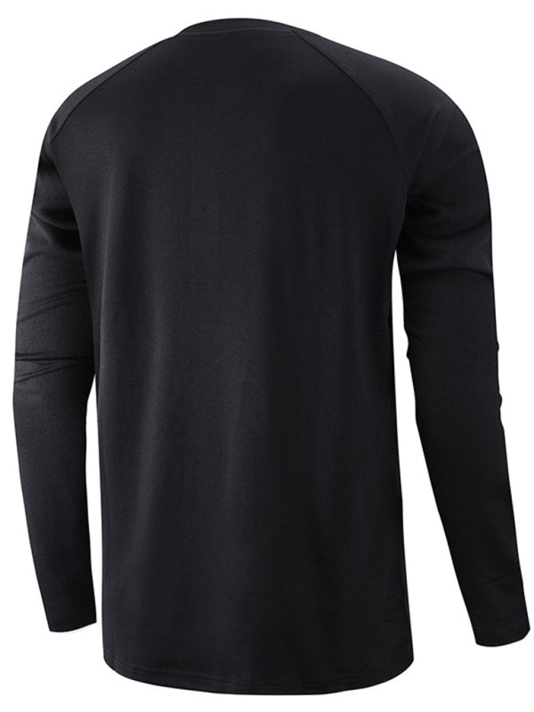 Round Neck Button Long Sleeve T-Shirt