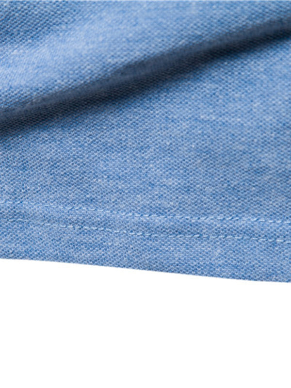 Men's solid color lapel short-sleeved POLO shirt