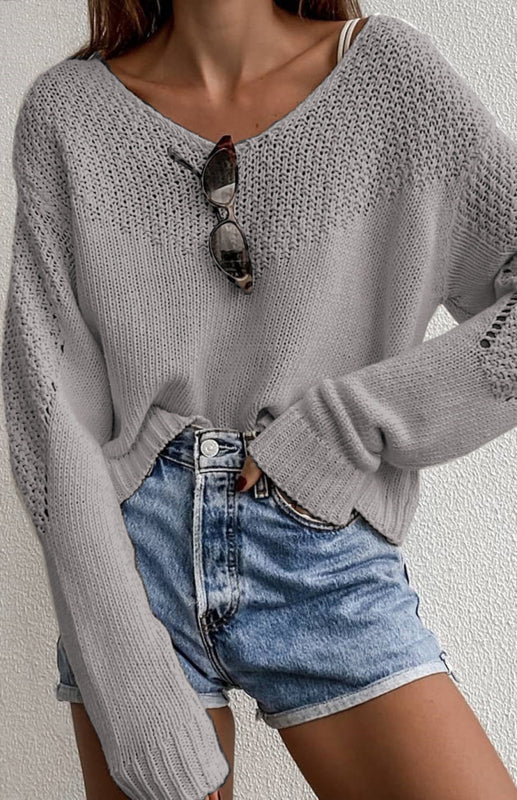 Loose Large Drop Shoulder Sweater - Serenity Land fashion