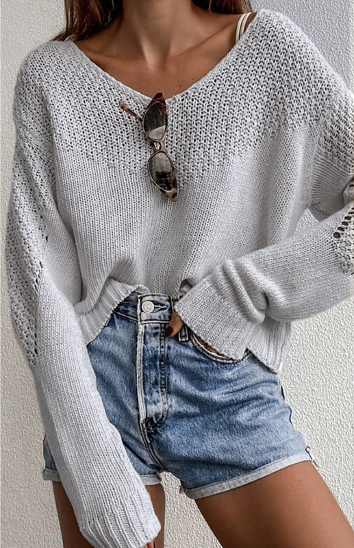 Loose Large Drop Shoulder Sweater - Serenity Land fashion