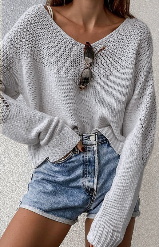 Loose Large Drop Shoulder Sweater - Serenity Land fashion
