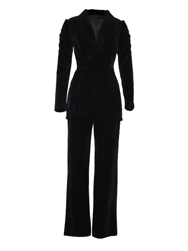 Women's Red lapel suit - Serenity Land fashion