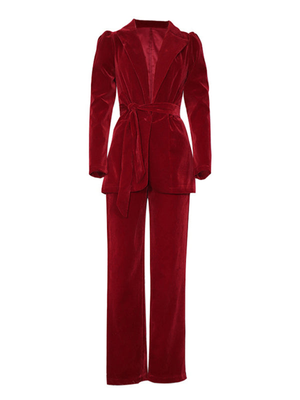 Women's Red lapel suit - Serenity Land fashion