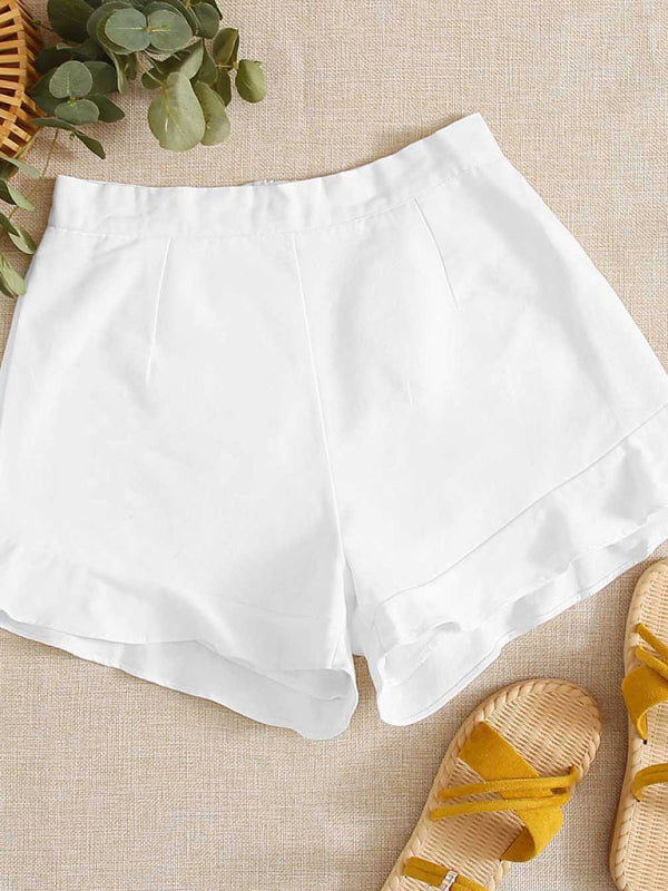 lotus leaf edge loose casual shorts - Serenity Land fashion