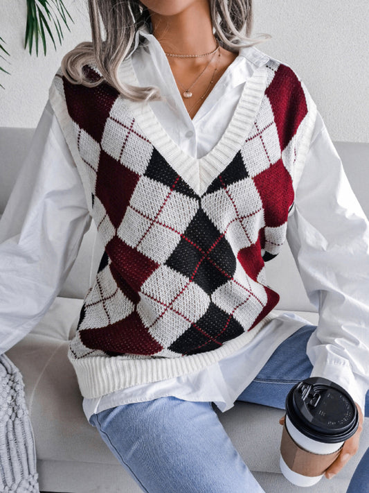 V-neck casual loose Sweater vest