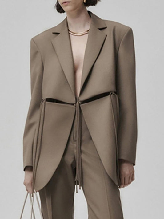 Long sleeve hollow strapped jacket - Serenity Land fashion