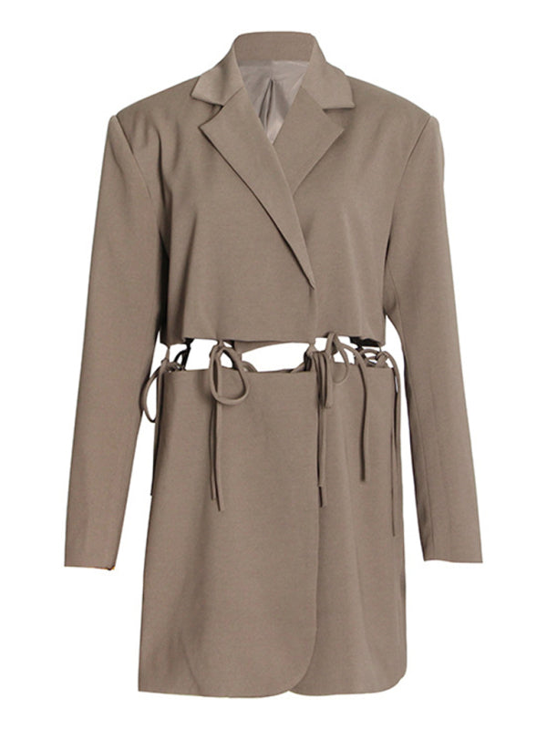 Long sleeve hollow strapped jacket - Serenity Land fashion