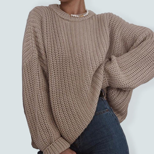 Loose Fit Pullover Scoop Neck Sweater - Serenity Land fashion