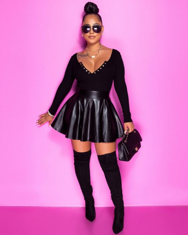 High Waist Swing Faux Leather Mini Skirt - Serenity Land fashion