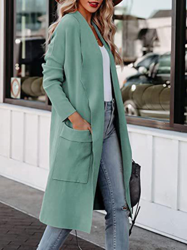 Casual Overcoat With Large Front Pockets And Folded Collar - Serenity Land fashion