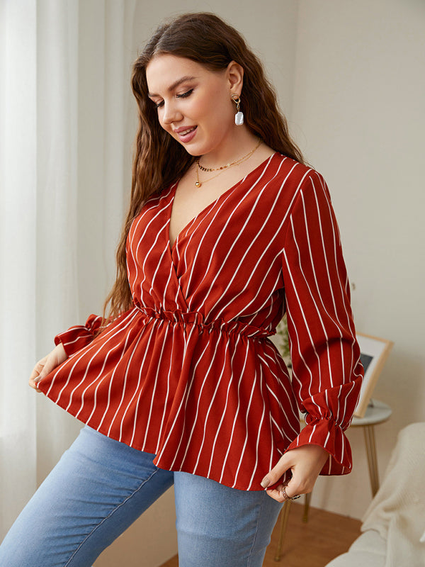 Faux Wrap Ruffle Long Sleeve Top