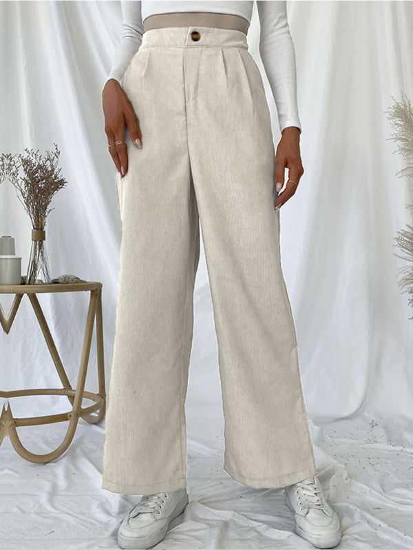 Solid Color High Waist Wide Leg Pants