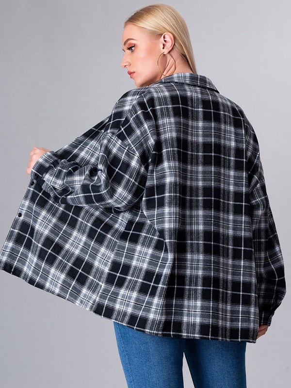 Women's loose plaid shirt