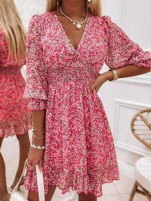 Floral Tiered Fit And Flare Mini Dress