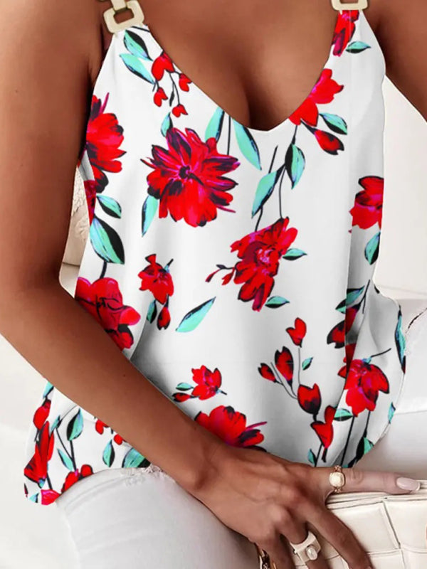 Color Block Chain Strap Knit Blend Halter Top