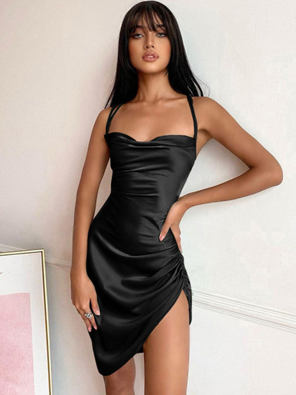 Hollow back, High Waist Sling Slit Dress - Serenity Land fashion