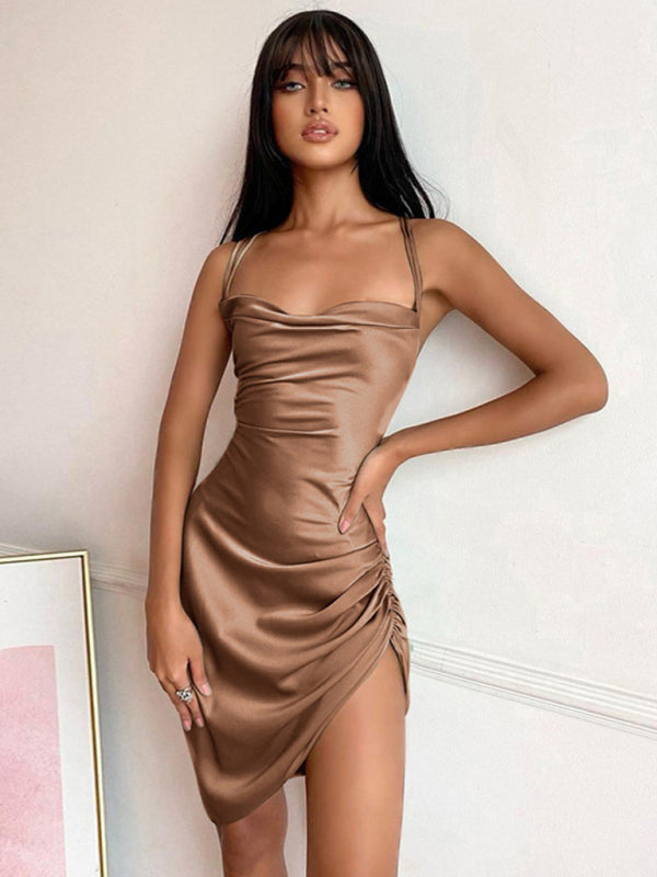 Hollow back, High Waist Sling Slit Dress - Serenity Land fashion