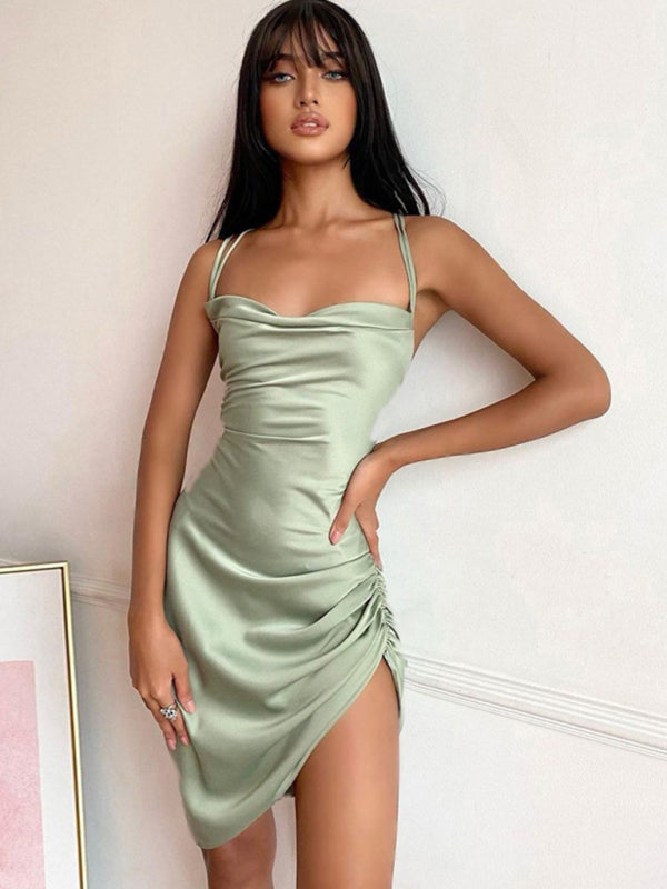 Hollow back, High Waist Sling Slit Dress - Serenity Land fashion