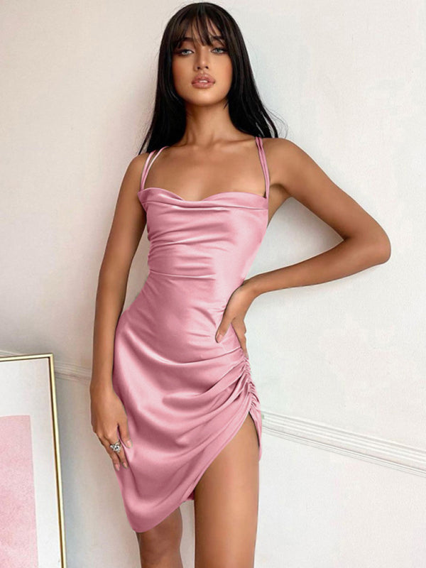 Hollow back, High Waist Sling Slit Dress - Serenity Land fashion