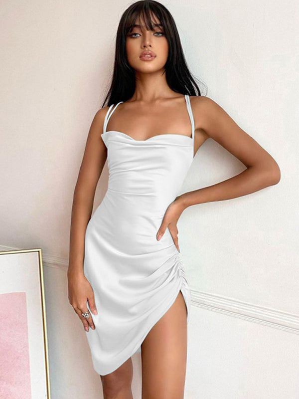 Hollow back, High Waist Sling Slit Dress - Serenity Land fashion